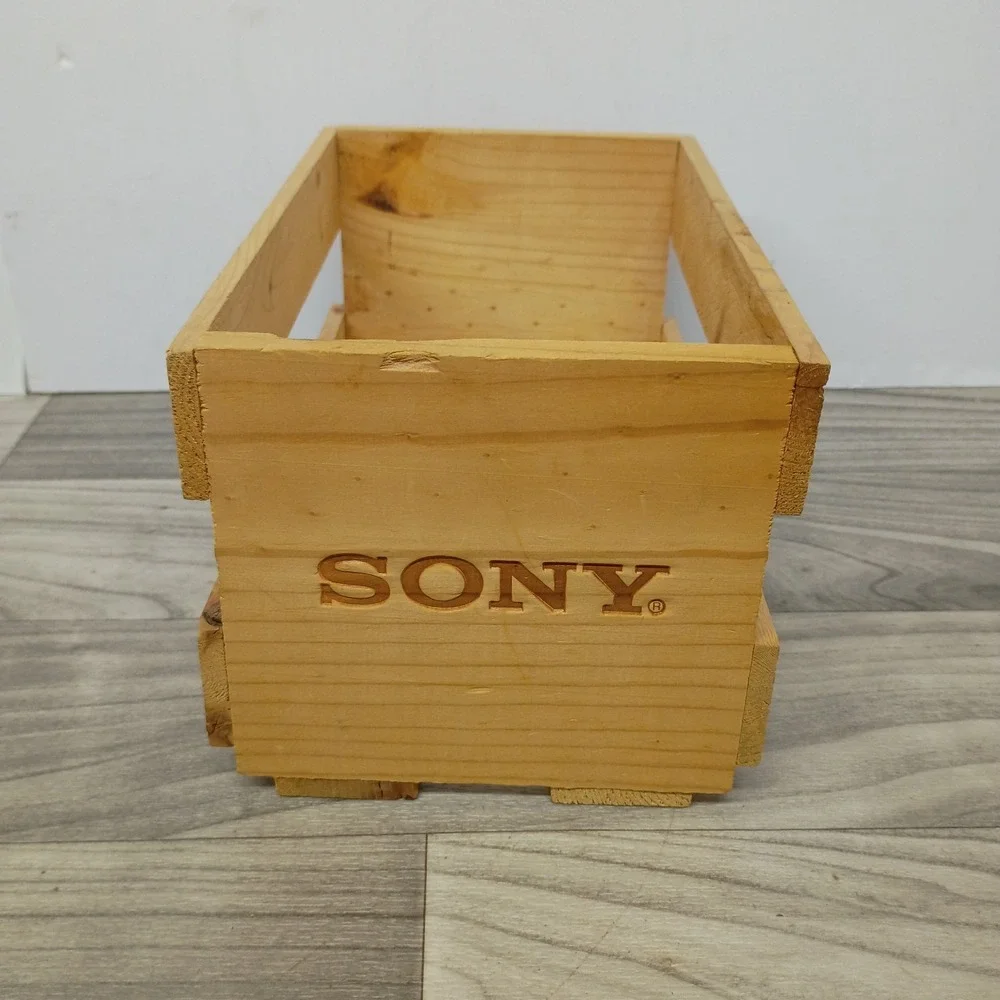 Sony Compact Disc Digital Audio Wooden 20 CD Storage Crate Rack Vintage
